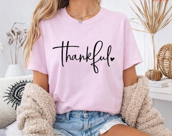 Fall Thankful Autumn TShirt  Retro Cozy Season Shirt Tee Thanksgiving Grateful Shirt Gift Thanksgiving Shirt, Womens Thankful Shirt,