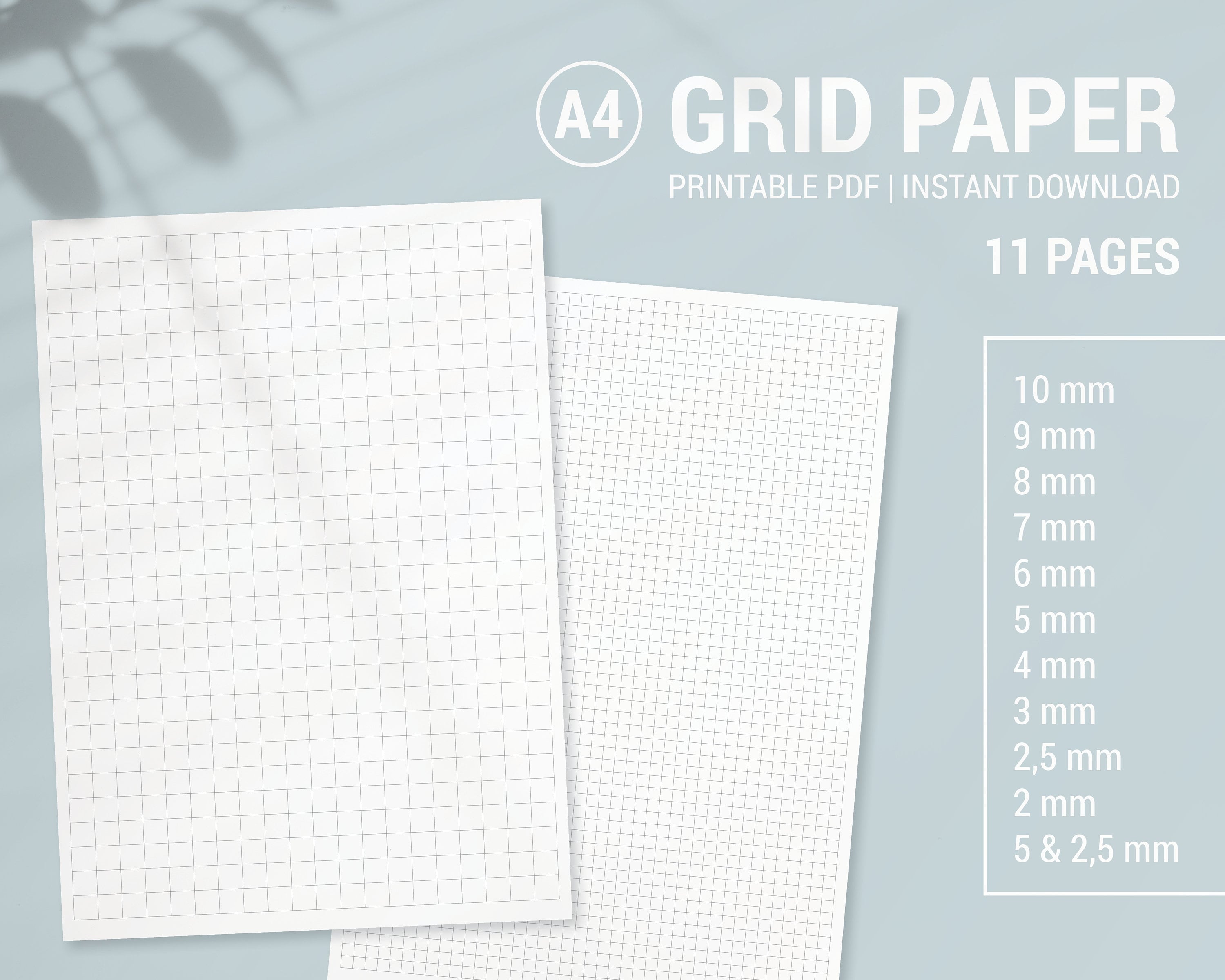 11 a4 pdf various grid size graph paper printable writing etsy