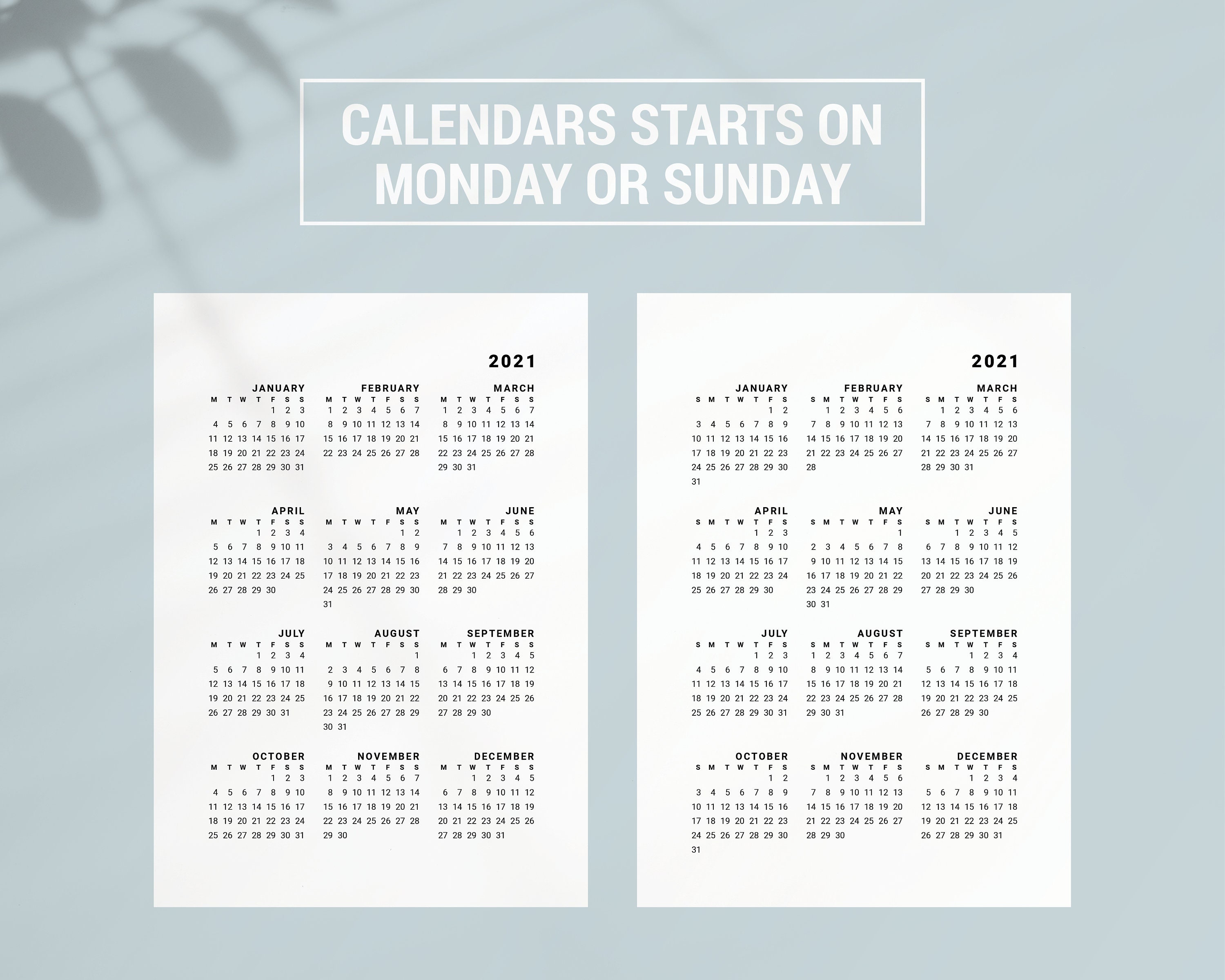 2021-2025 Yearly Calendar Printable 2021 2022 2023 2025 - Etsy 日本