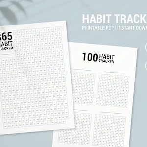 Habit Tracker Printable | 100 days | 365 days | 1 year | 12 months | Goal Planner | A4 A5 PDF Download