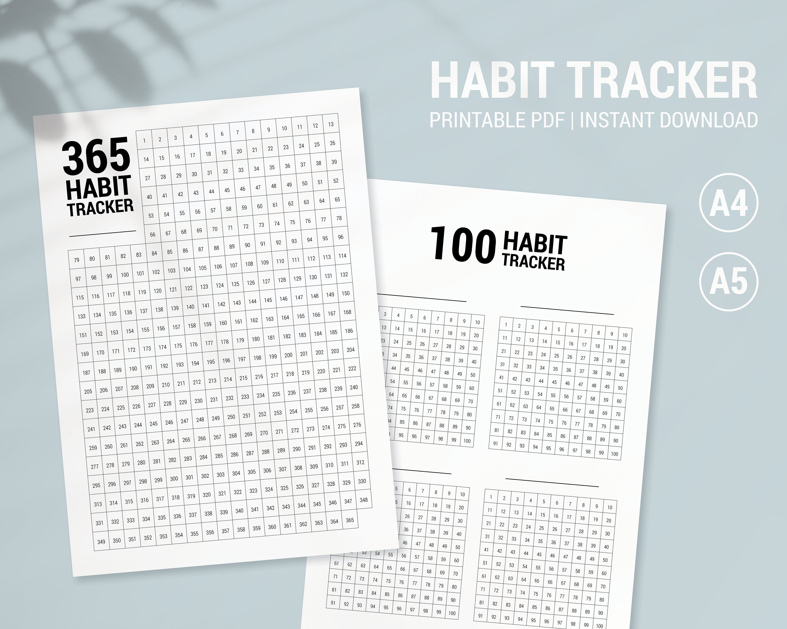 365 Jours Tome 2 Pdf Habit Tracker Printable 100 Days 365 Days 1 Year 12 - Etsy