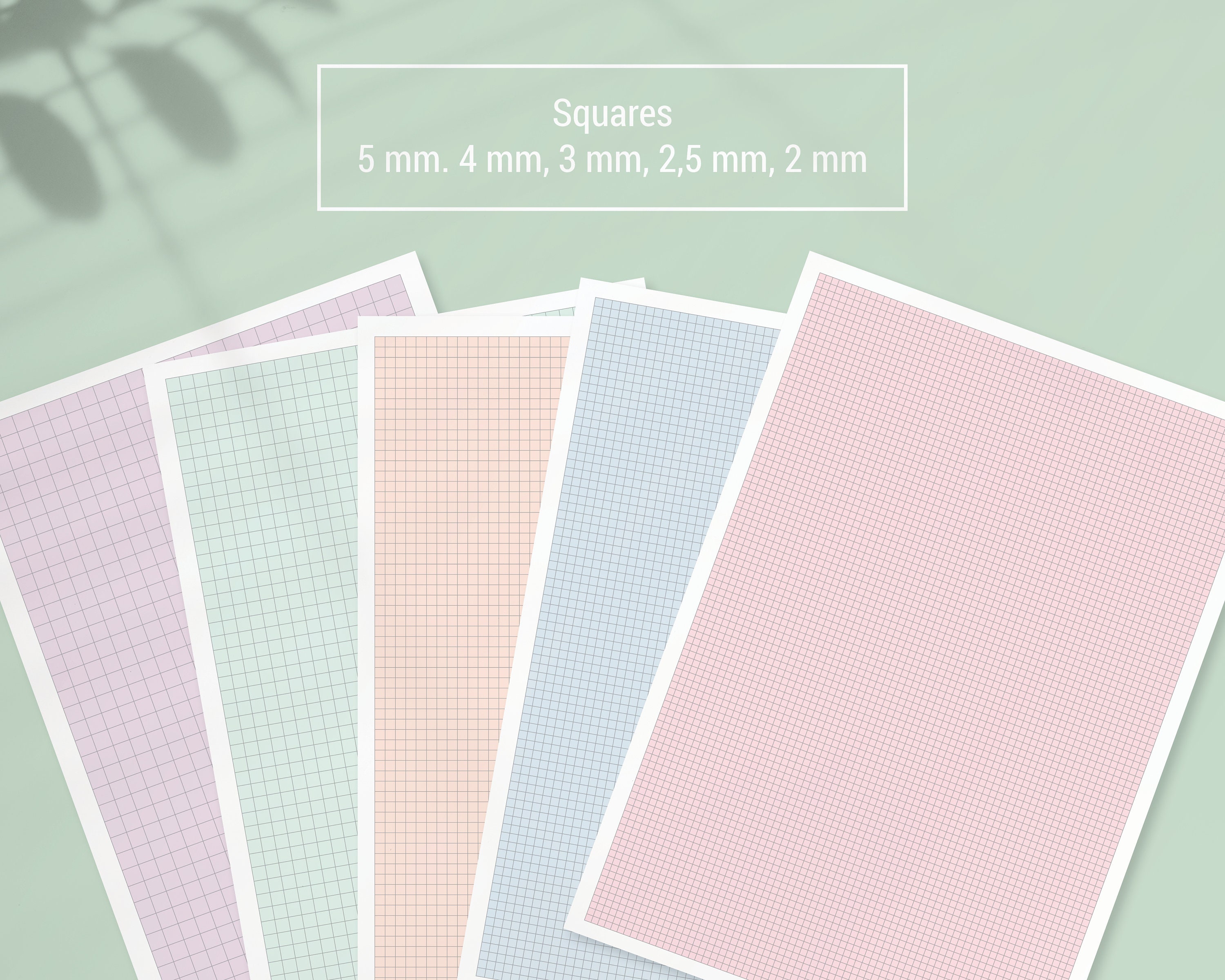 11 A5 PDF Various Grid Size Pastel Graph Paper Printable Spring Writing Paper Blank Notes Study