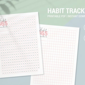 Pink Habit Tracker Circle Printable | 365 days | 1 year | 12 months | Goal Planner | A4 A5 PDF Download