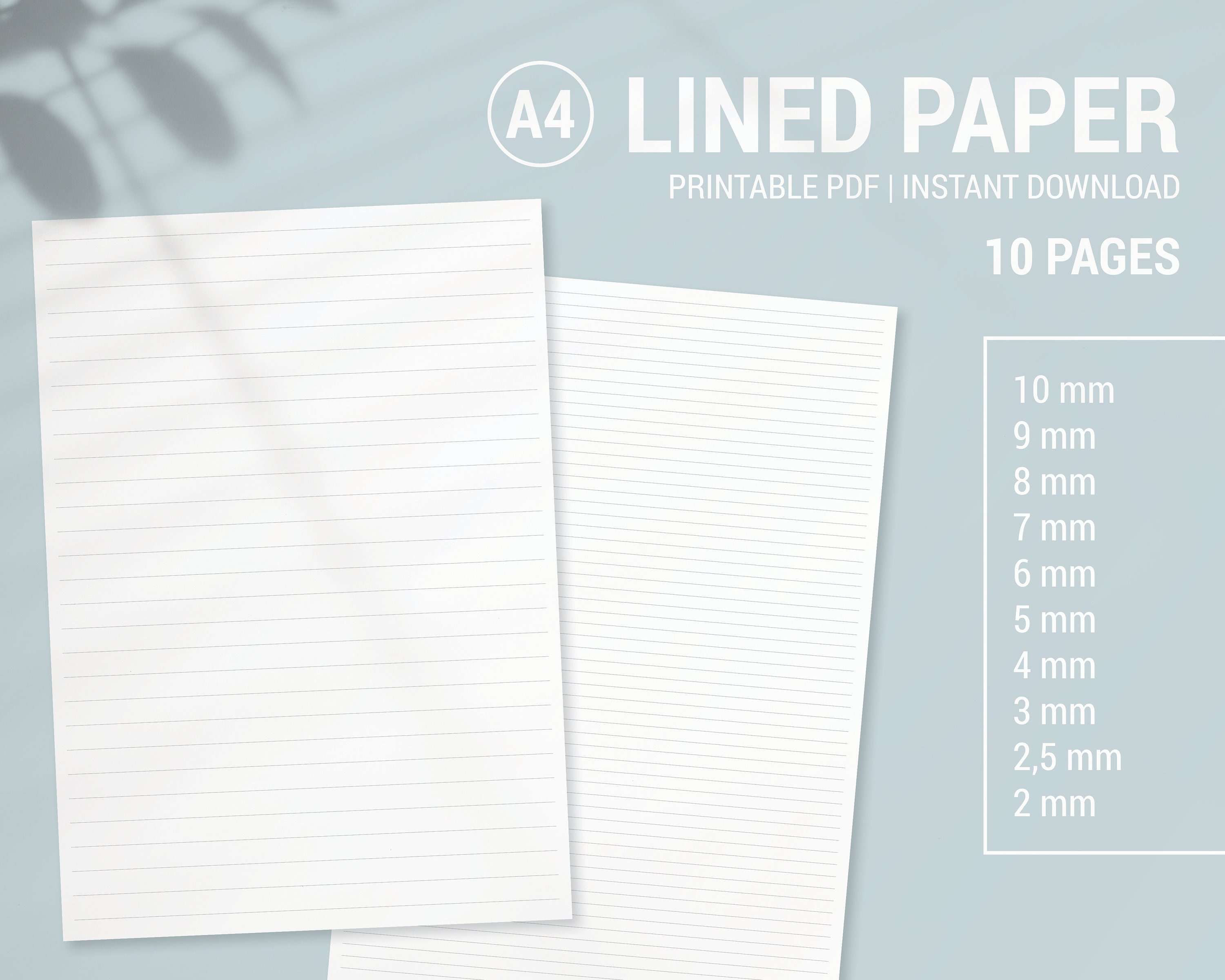 10 a4 pdf various lined paper printable writing paper blank etsy