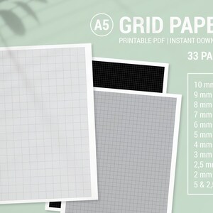 11 a4 pdf various grid size graph paper printable writing etsy