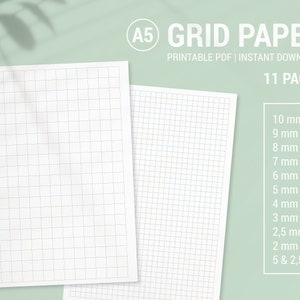A5 Grid Paper: 11 Sizes Printable Graph Paper (PDF)