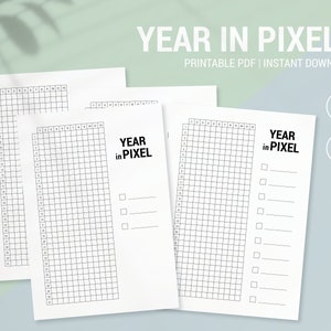 Year in Pixels Printable | 365 days habit tracker | 1 year | 12 months | Goal Planner | A4 A5 PDF Download