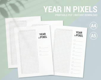 Year in Pixels Printable: Habit & Mood Tracker (A4/A5 PDF Download)