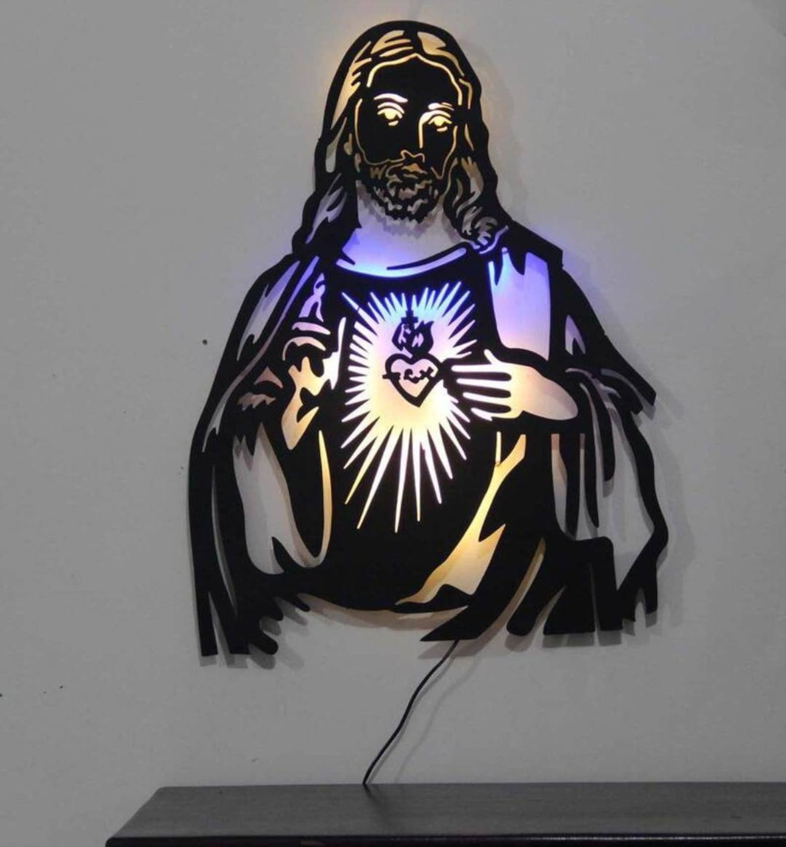 28 Jesus Christ LED Metal Wall Art Home Decor Gift Etsy UK