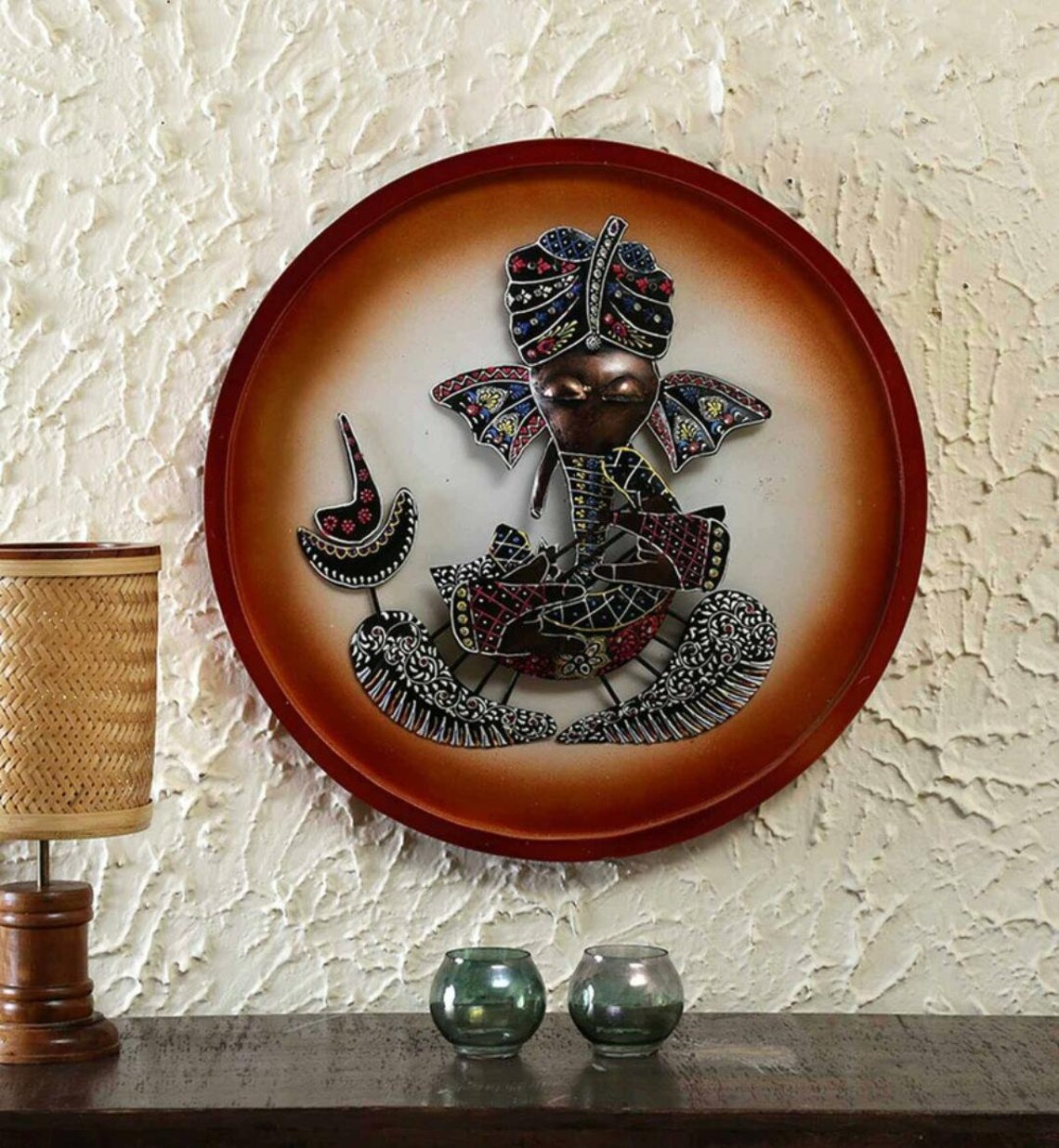 24 Ganesha Musician Indian Metal Wall Art Home Decor Etsy