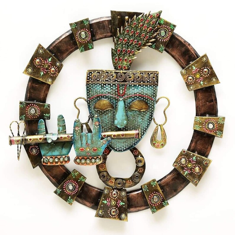 Krishna Indian Metal Wall Art Home Decor Gift Metal Wall Etsy