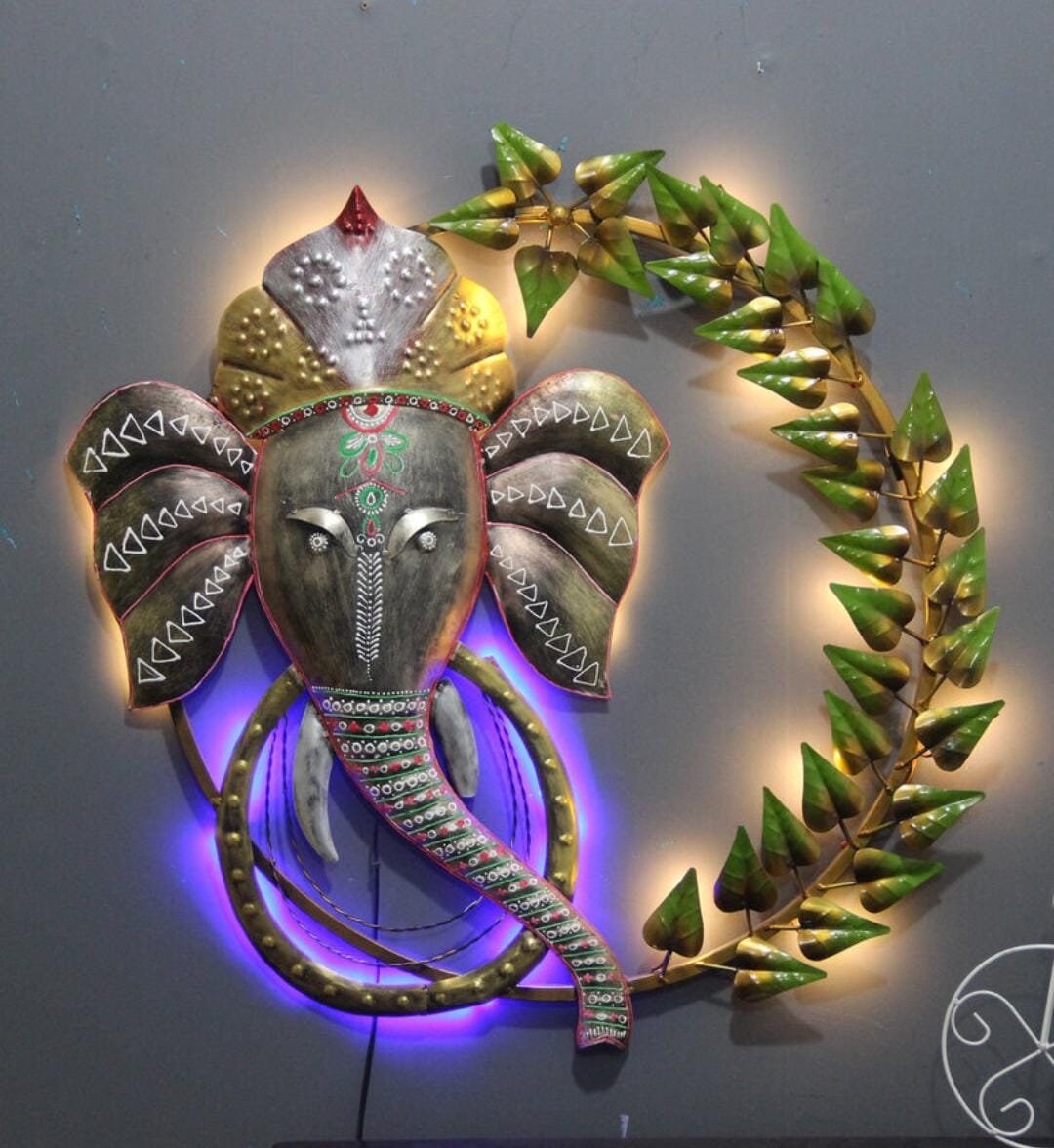 Ganesha With LED Indian Metal Wall Art Home Decor Gift Metal Etsy