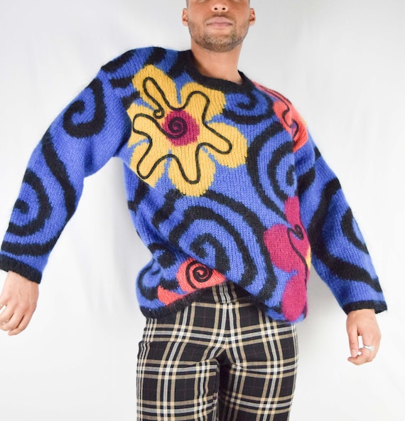 Mohair Abstract Flower Sweater