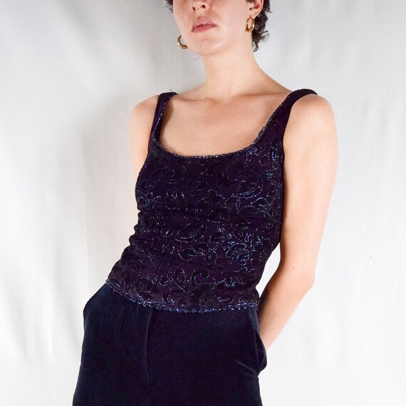 Velvet and Embellished Bustier Top