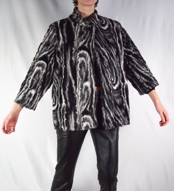 Marbled Faux Fur Coat