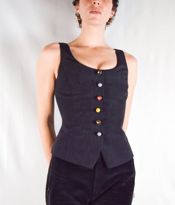 Kenzo Tailored Bustier Top with Murano Glass Butto