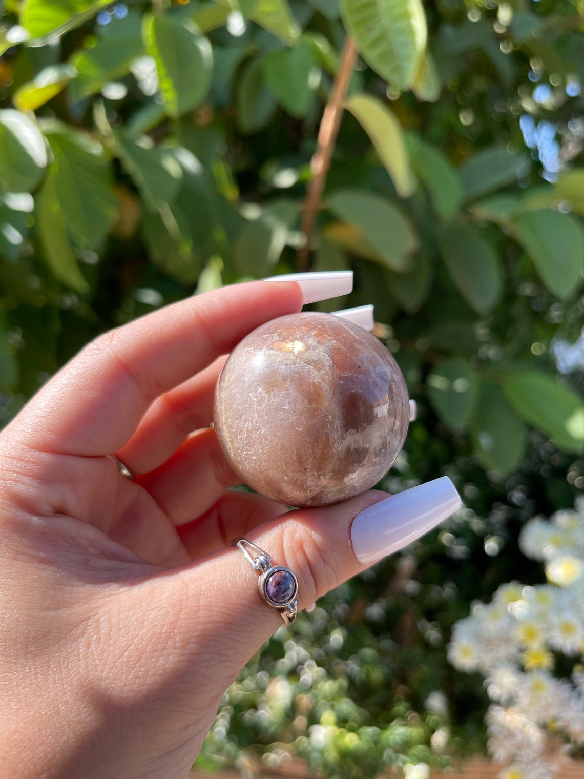 Moonstone with Golden Sunstone 42 mm Etsy