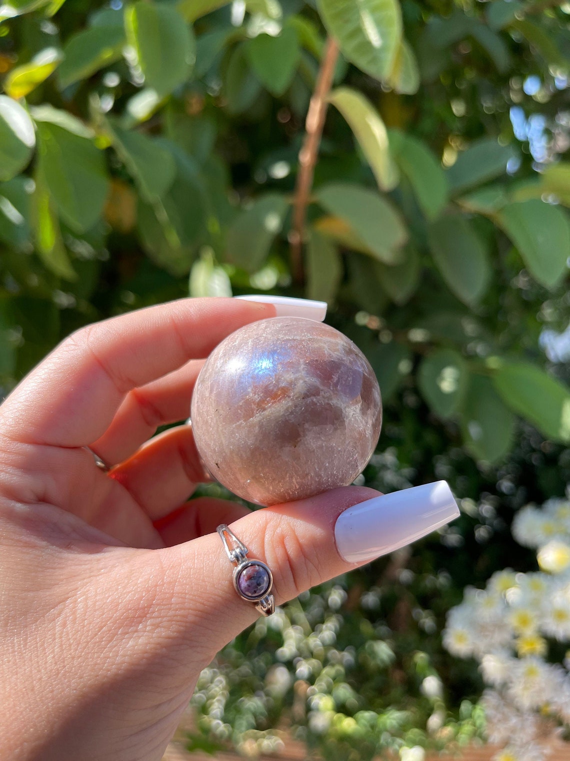 Moonstone with Golden Sunstone 42 mm Etsy