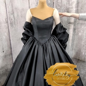 Gothic Outfit Goth Black Bridal Dress Halloween Witchy Ball Vamp Black Wedding Corset Dress Vampire Style Halloween Gothic Wiccan Wedding