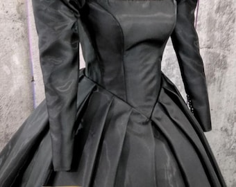 Abito da sposa gotico nero, abito da sposa nero, abito da sposa nero per Halloween, abito lungo nero, abito da sposa alternativo, abito da ballo nero