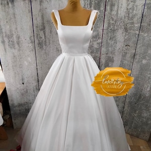 Simple Wedding Dress,Elegant Style Satin Wedding Dress,ALine Bridal Gown,Custom Made Wedding Dress,Minimalist Bridal Gown,Corset Bridal Gown