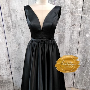 Black Wedding Dress, Halloween Wedding Dress,Bride Gown, Gothic Wedding Dress,Black Satin Bridal Gown,Simple Wedding Dress,Black Dress