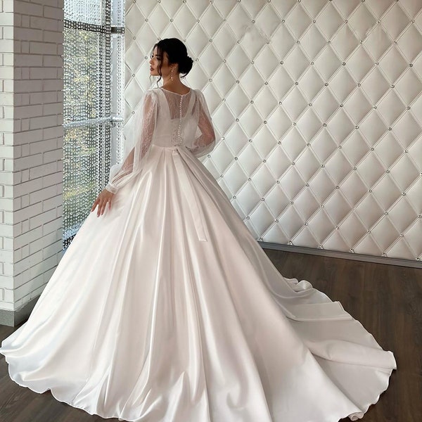 Shop Satin Wedding Dress Online - Etsy