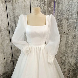 Bishop Sleeve Bridal Dress,ALine Wedding Dress,Long Sleeves Wedding Dress,Princess Wedding Dress,Cathedral Bridal Gown,Corset Bridal Gown