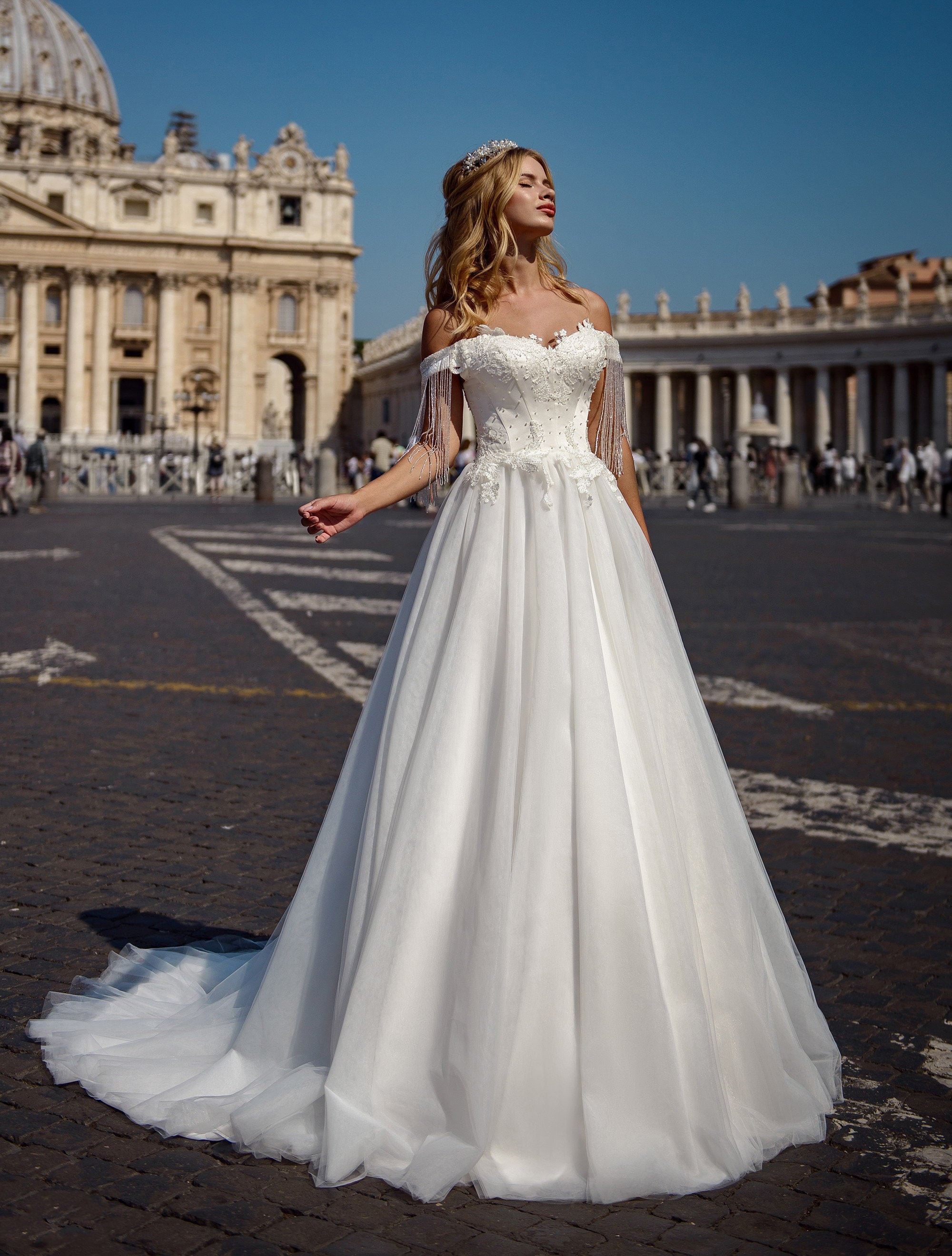 ball gown beach wedding dress