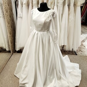 Satin Minimalism Dress, Wrap Wedding Dress,elegant Style White Wedding ...