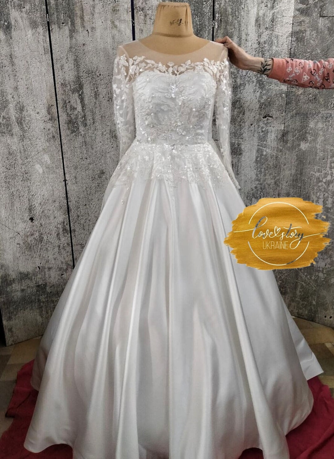 Aline Wedding Dress long Sleeve Wedding Dress offwhite Wedding Dress