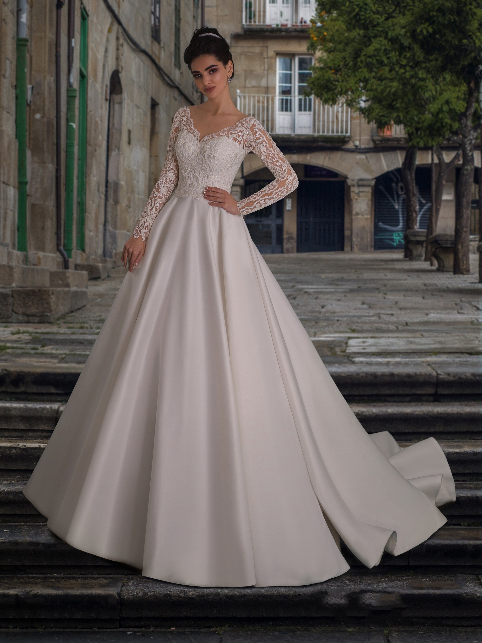 Elegant Wedding Dressa-line Wedding Dress Satin Wedding - Etsy