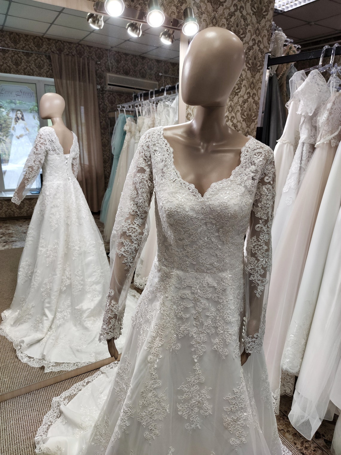 Beach Wedding Dress With Sleeves Romantic Wedding Dress With - Etsy