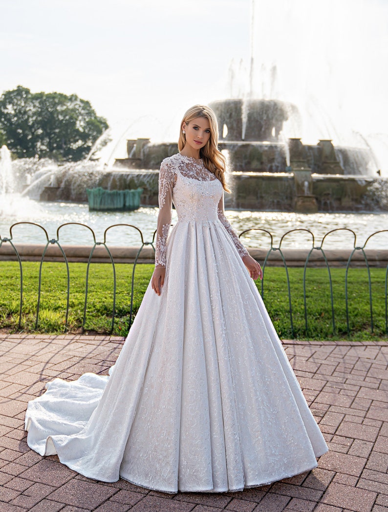 Elegant Satin Wedding Dress Long Wedding Dress Romantic - Etsy