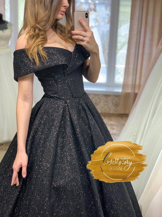 Black Wedding Dress,ball Gown Wedding Dress,bridal Gown,halloween Wedding  Dress,black Prom Dress,sparkle Black Evening Dress,prom Dress - Etsy