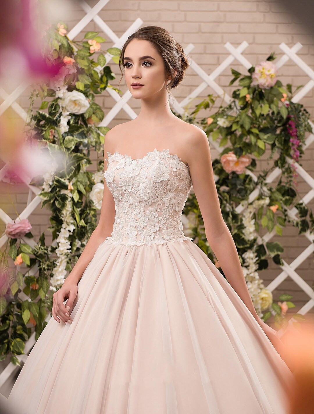 Pink Wedding Dress,bubble Wedding Dress,cathedral Wedding Dress