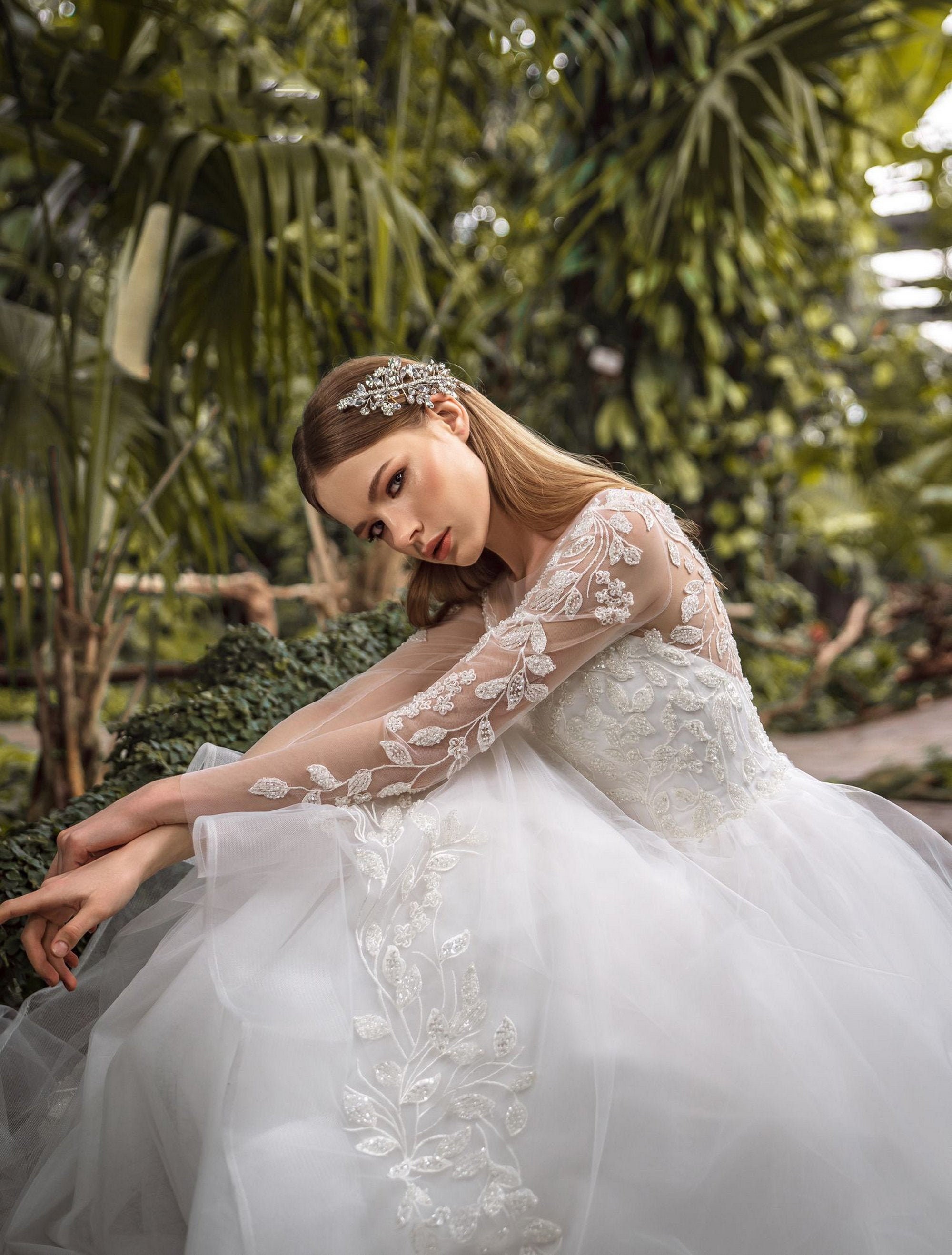 Ball Gown Wedding Dress Long Sleeve Wedding Dress Ivory - Etsy Canada