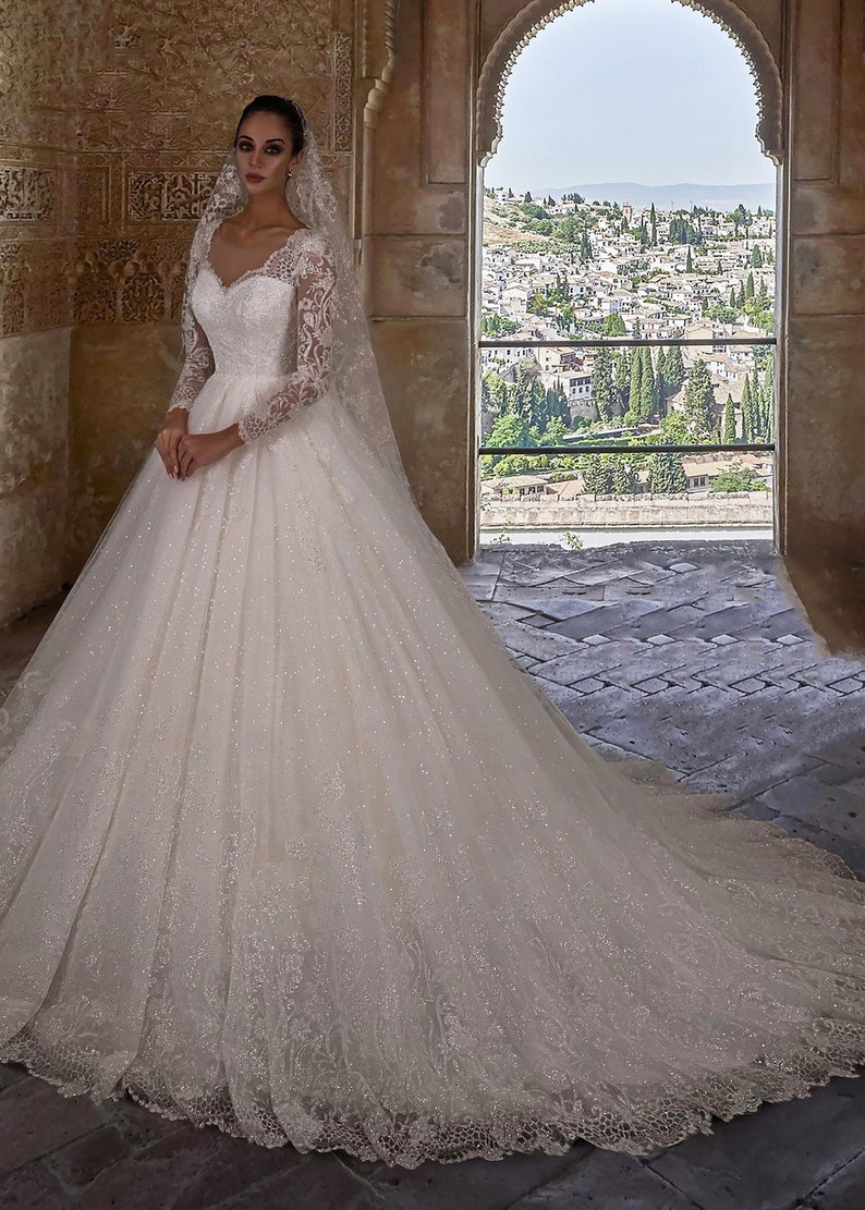 Royal Wedding Dress With Veilball Gown Wedding Dressprincess - Etsy