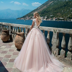 Pink Wedding Dress, Aline Wedding Dress,cathedral Wedding Dress ...