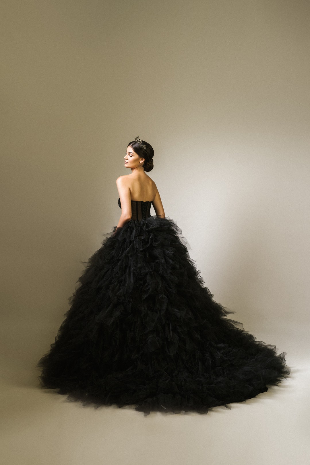 Black Wedding Dress,evening Dress,prom Dress,tulle Prom Gown,halloween