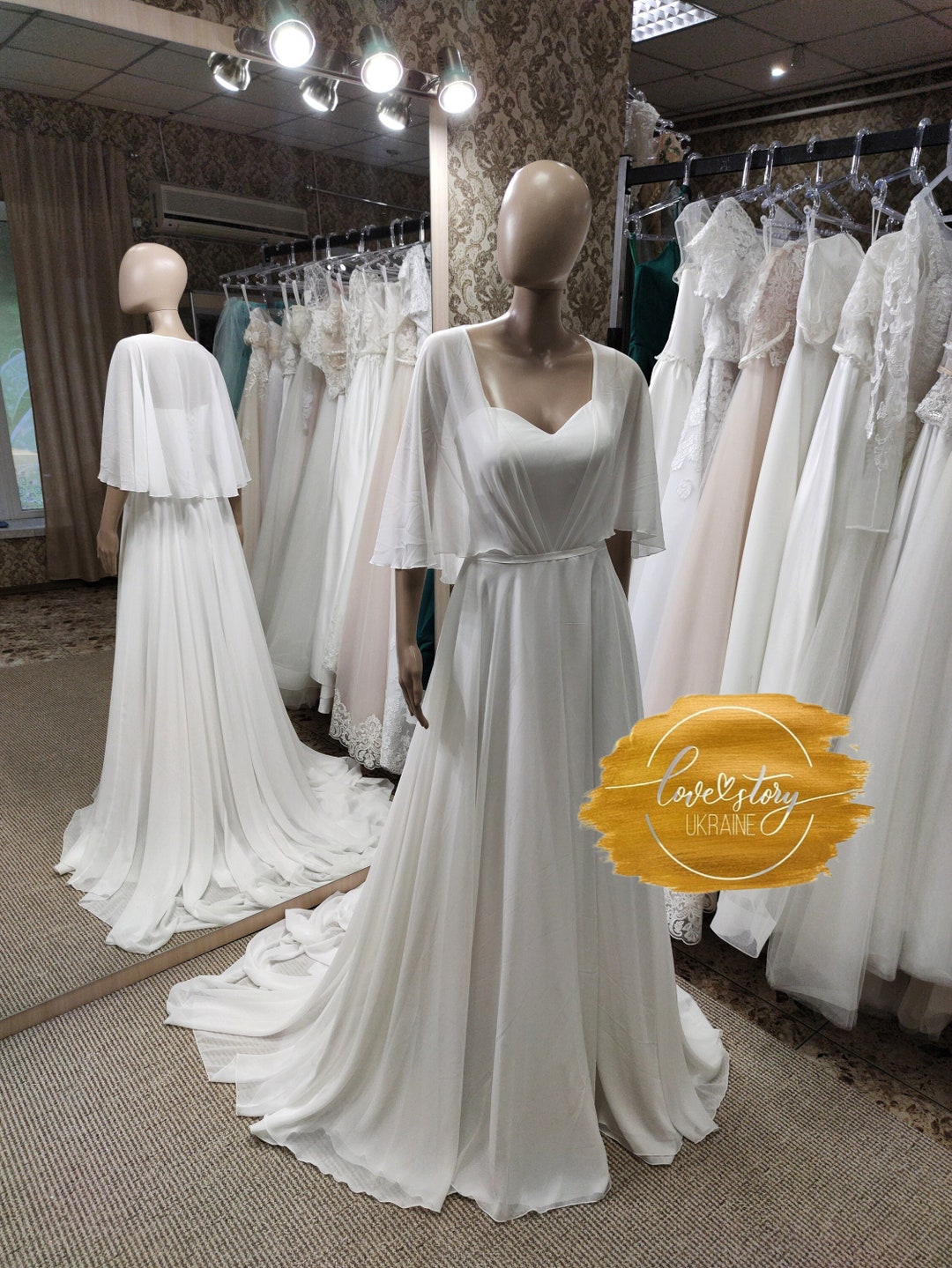 Simple Beach Style Light Wedding Dress – Elegant Flowy Bridal Gown main image 1