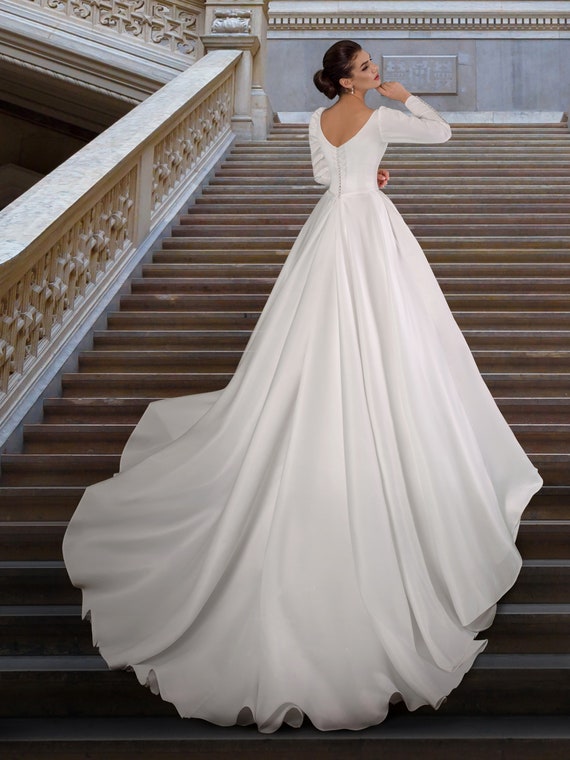 White satin bridal dress sale