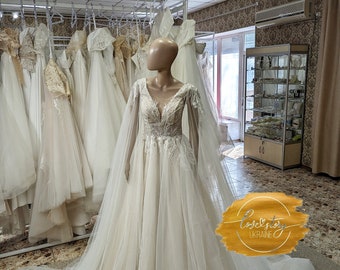 Vestido de novia de corte A, vestido floral 3D, vestido de novia, vestido  de novia romántico, vestido de novia estilo catedral, vestido de novia