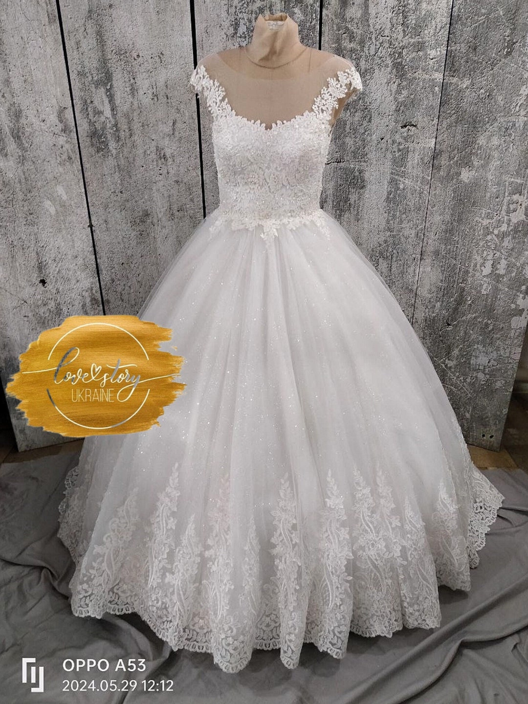 ★GANISONG★ Bridal Back Open Dress_white 3D Floral Fit-and-Flare Wedding Dress| Kleinfeld Bridal