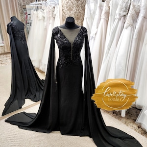 Black Gothic Wedding Dress Black Prom Dress Black Evening Dress Halloween Bridal Dress Alternative Wedding Dress Black Eloping Bridal Dress