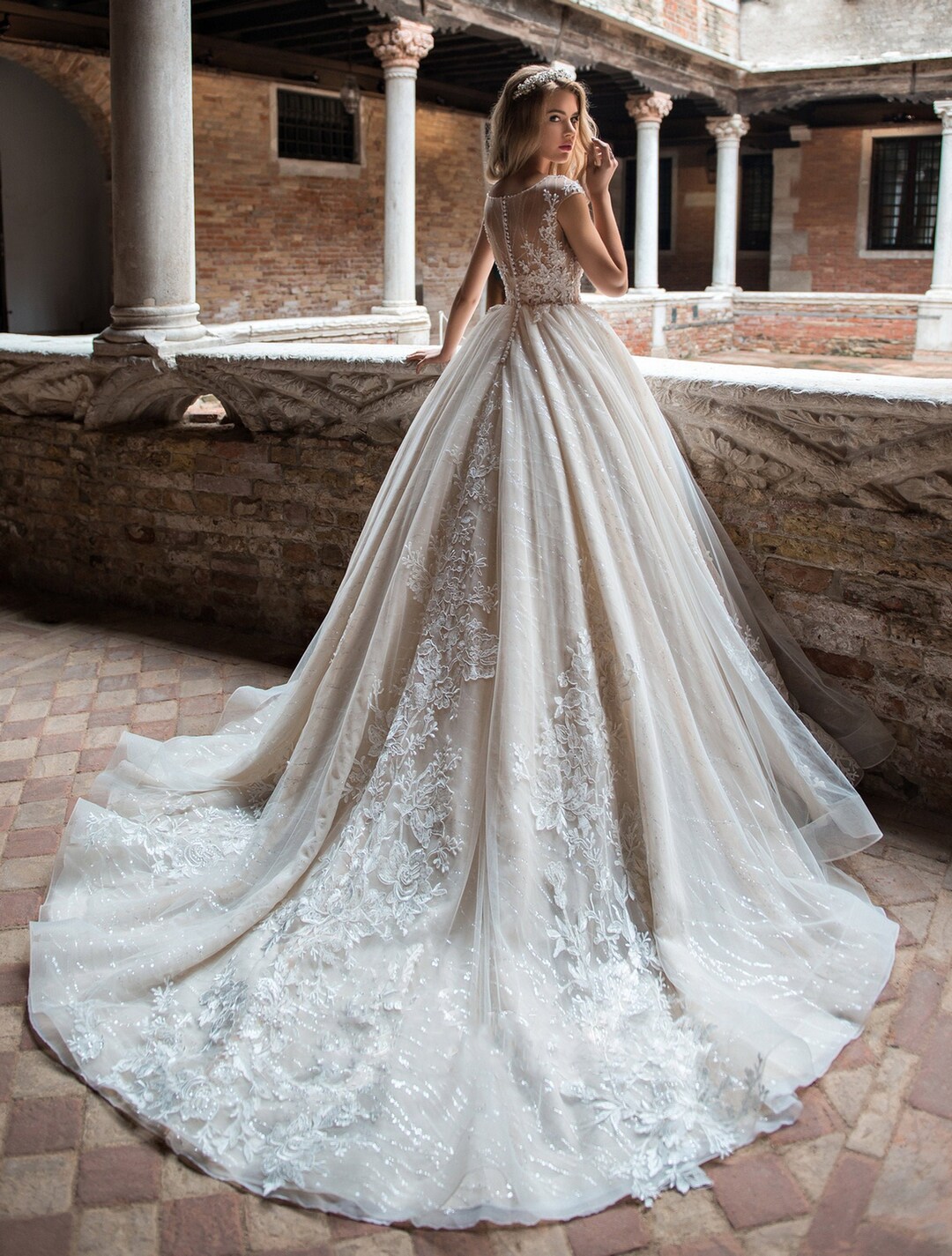 Luxury Wedding Dress, Lace Back Wedding Dress, Ball Gown Wedding Dress ...