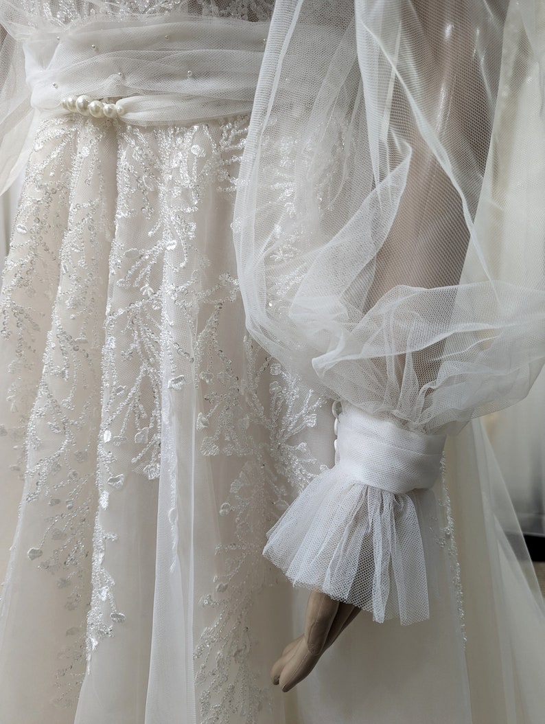 Simple Wedding Dress,Bohemian Wedding Dress, Wedding Dress with Cape,Minimalist Gown,Beach Bridal Gown,High Neck Bridal Gown,Summer Gown image 3