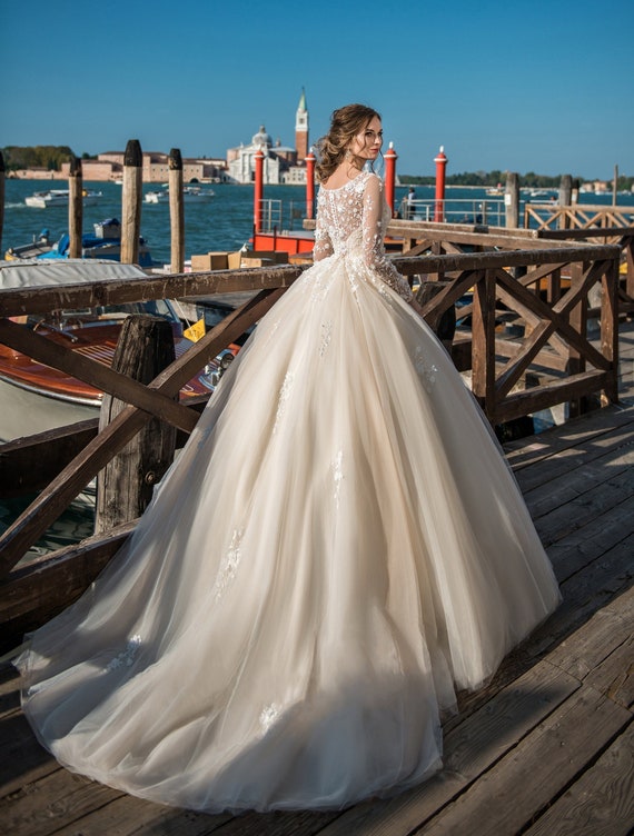 Cathedral Wedding Dress,open Back Wedding Dress,ball Gown Wedding