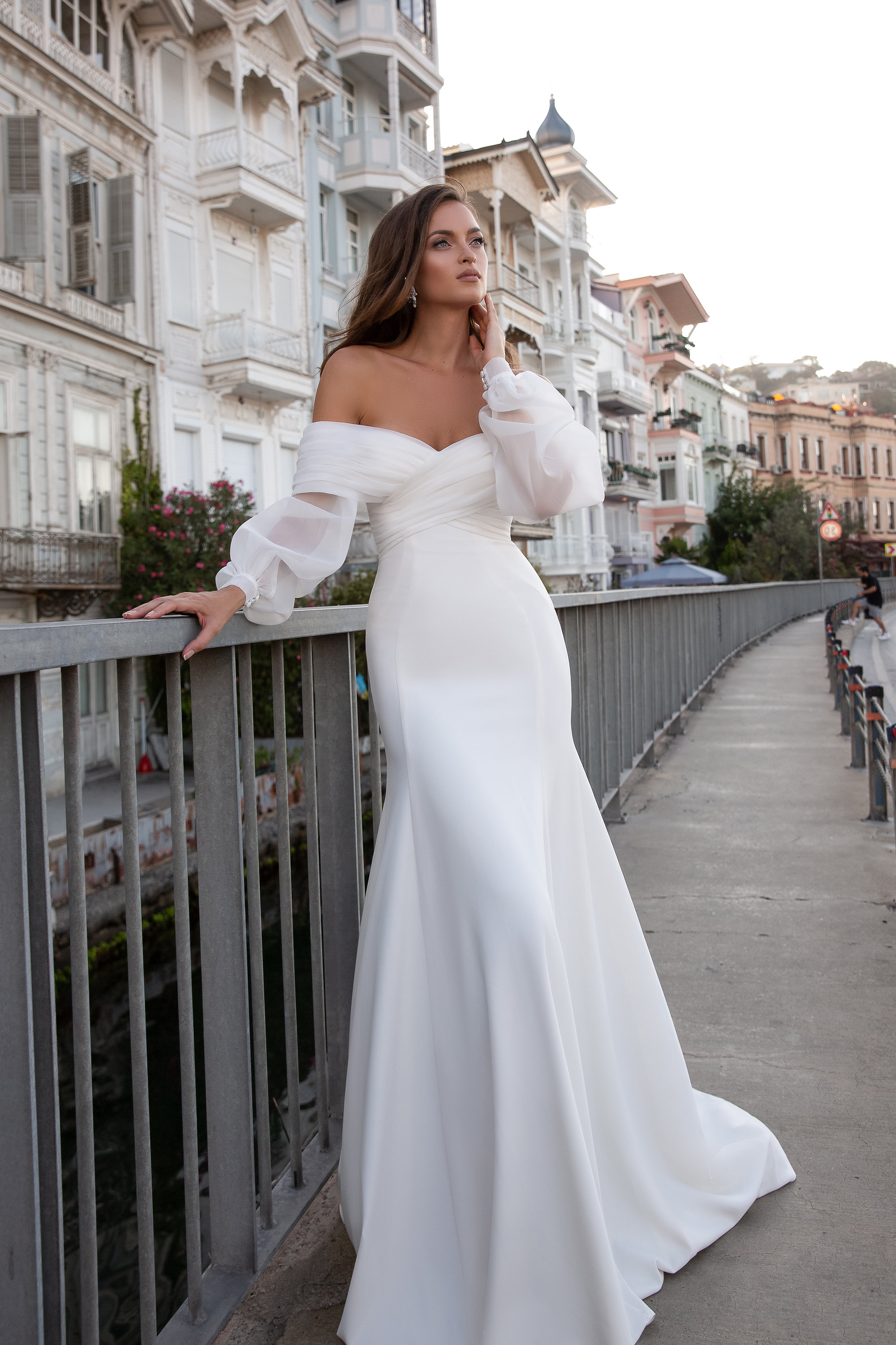 7585 - Simple A-line Wedding Dress with Sexy Side Slit - Love & Lace  Boutique