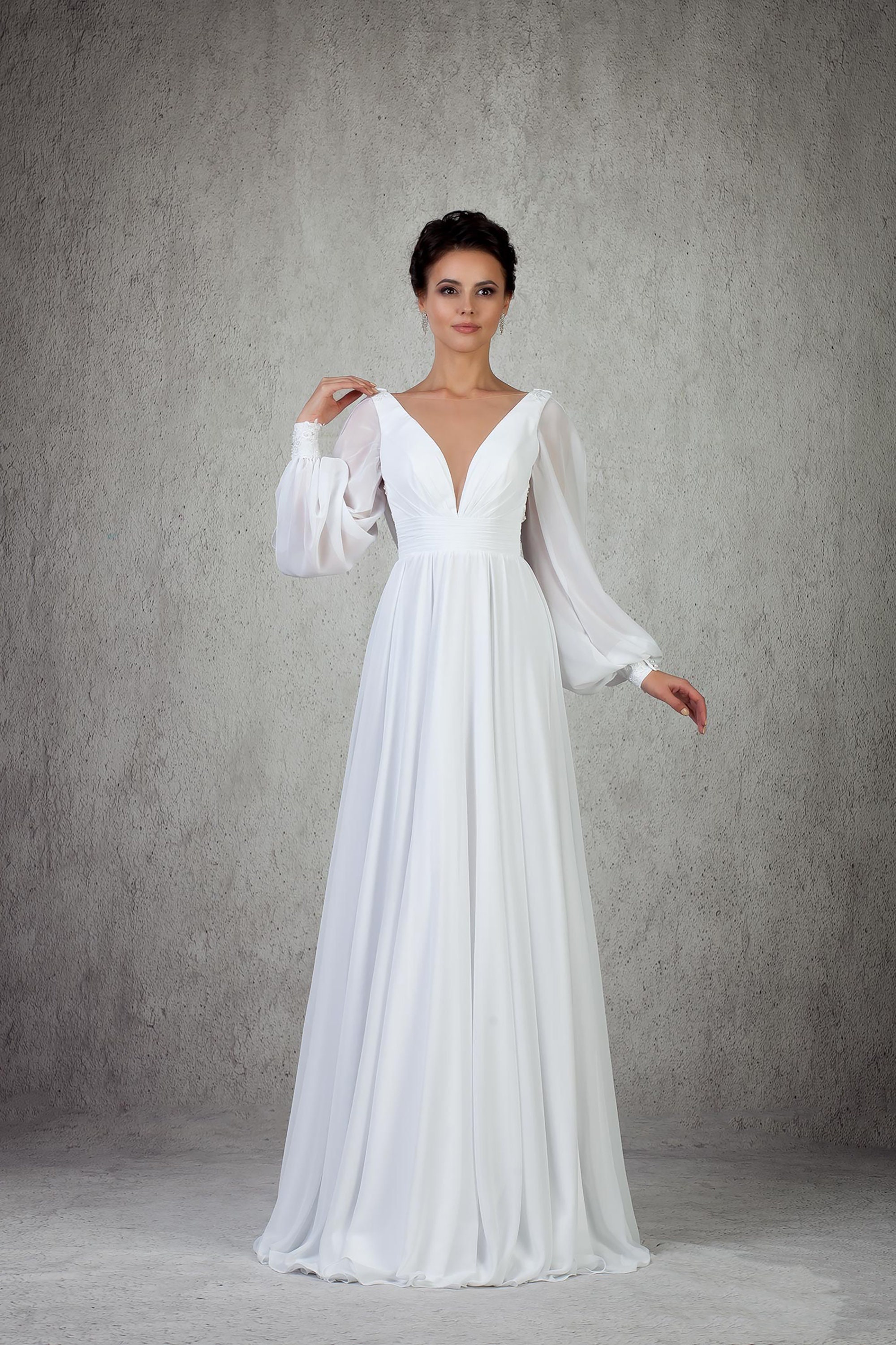 Open Back Wedding Dress Chiffon Bridal Dresscustom Made | Etsy